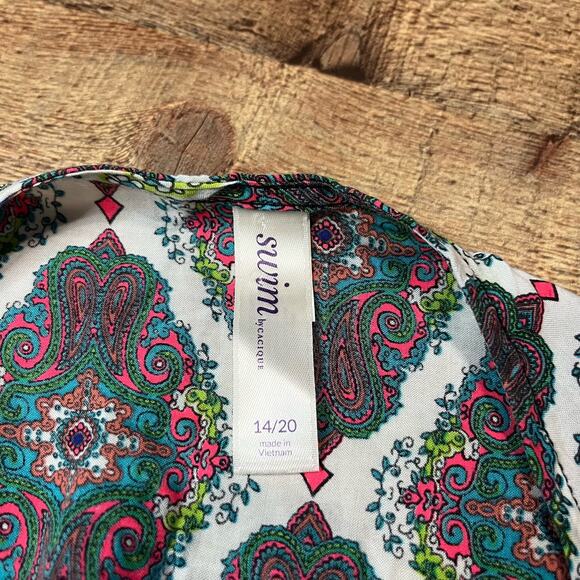 Swim by Cacique | Women's Black Paisley Tassel Flowy Swim Cover Up Sz 14/20 - Picture 4 of 4